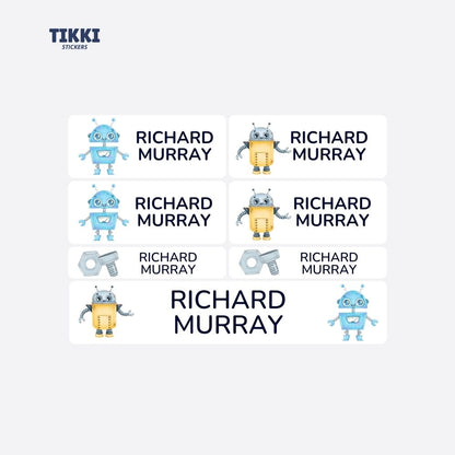 Robot Boy Waterproof Custom Name Labels
