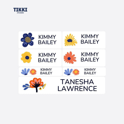 Bold Floral Waterproof Custom Name Labels