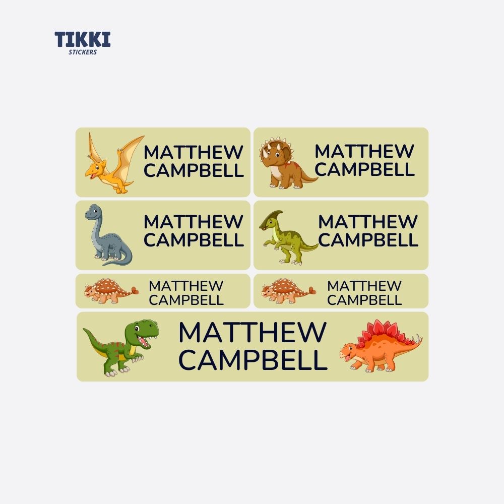 Cute Dinosaur Waterproof Custom Name Labels