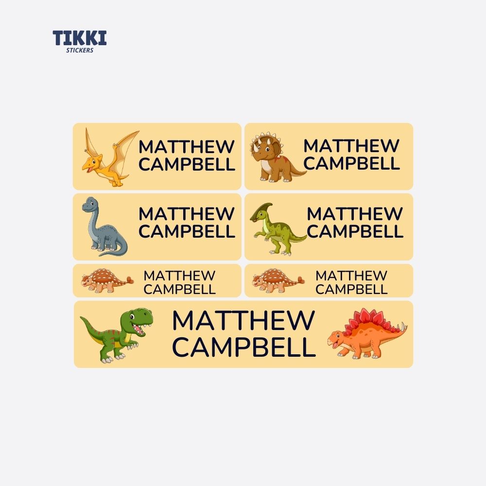 Cute Dinosaur Waterproof Custom Name Labels