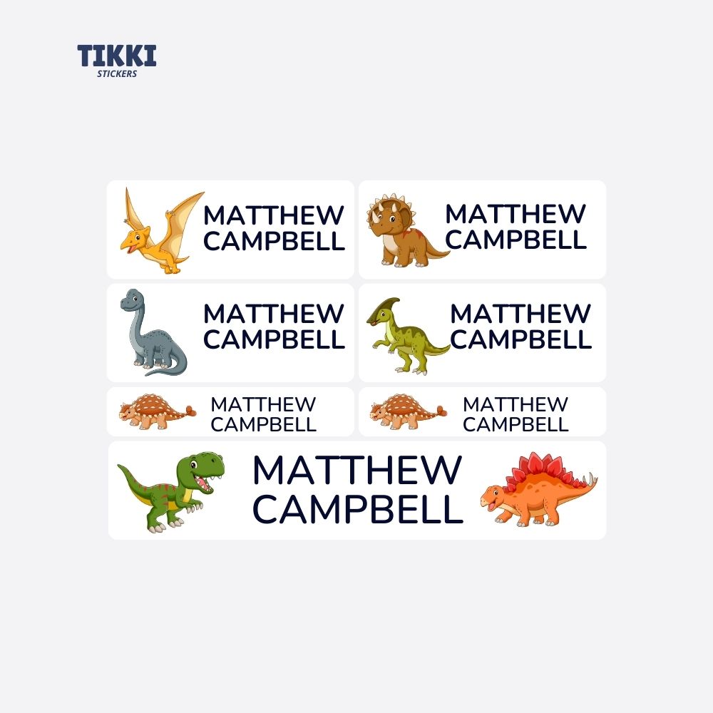 Cute Dinosaur Waterproof Custom Name Labels