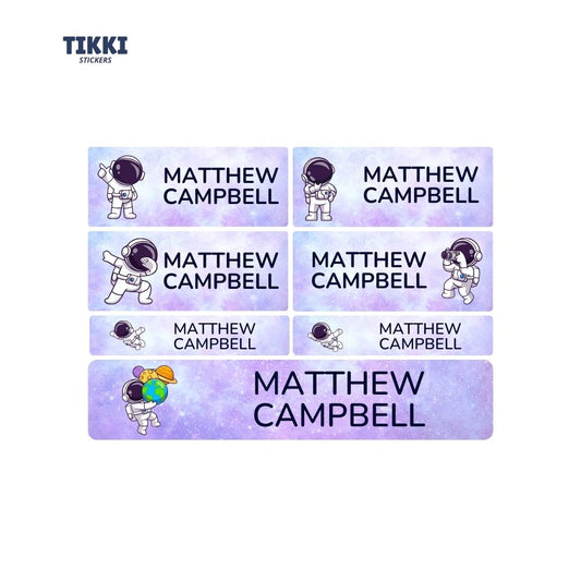 Dancing Astronaut Waterproof Custom Name Labels