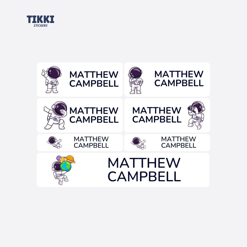 Dancing Astronaut Waterproof Custom Name Labels