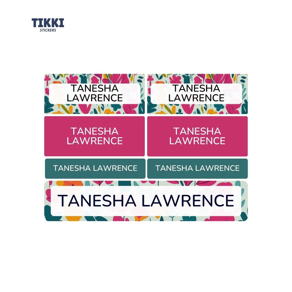 Dark Floral Pattern Waterproof Custom Name Labels