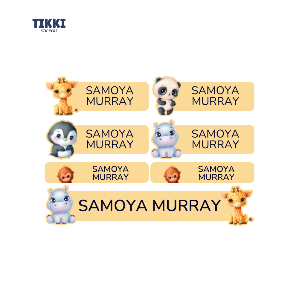 Oh So Cute Animal Waterproof Custom Name Labels