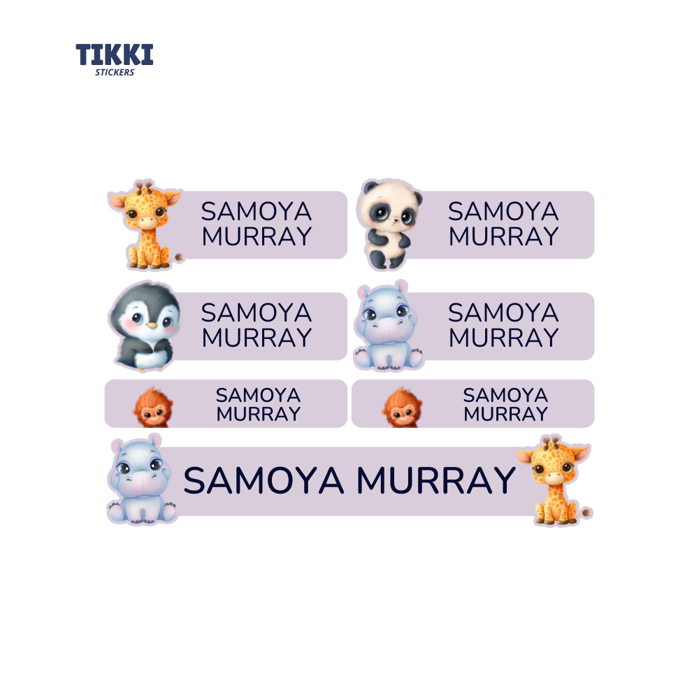 Oh So Cute Animal Waterproof Custom Name Labels