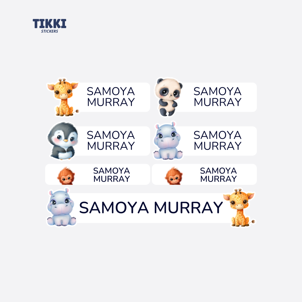 Oh So Cute Animal Waterproof Custom Name Labels