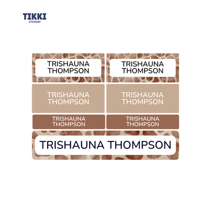 Aesthetic Giraffe Animal Pattern Waterproof Custom Name Labels