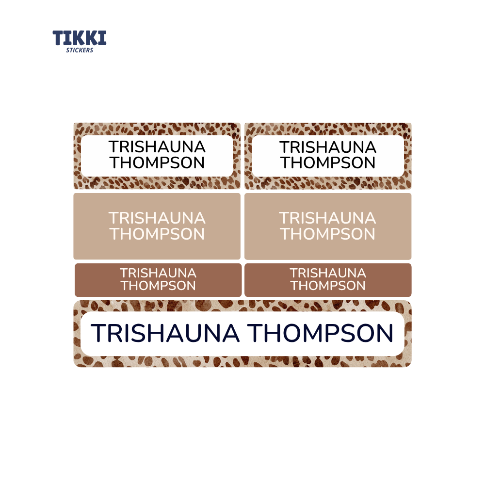 Aesthetic Leopard Animal Pattern Waterproof Custom Name Labels