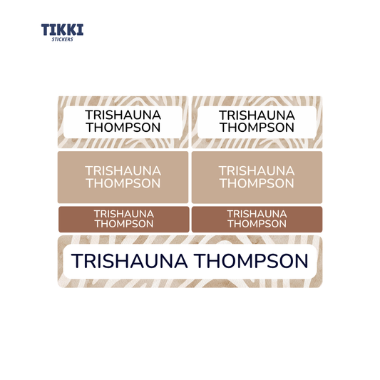 Aesthetic Zebra Animal Pattern Waterproof Custom Name Labels