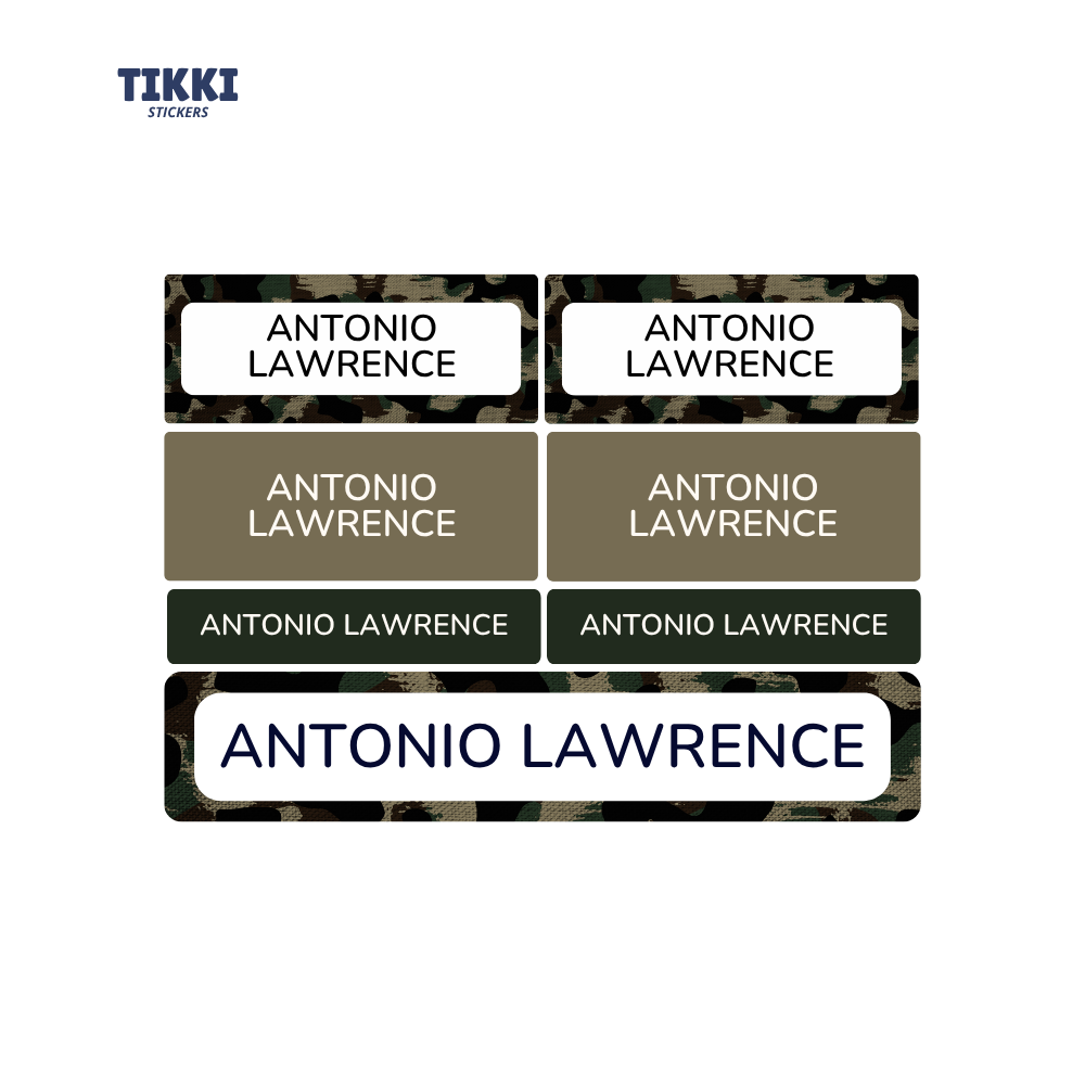Army Camouflage Pattern Waterproof Custom Name Labels