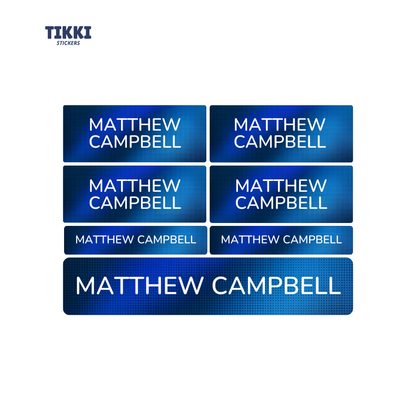 Blue Gradient Pattern Waterproof Custom Name Labels
