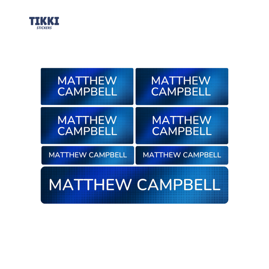 Blue Gradient Pattern Waterproof Custom Name Labels