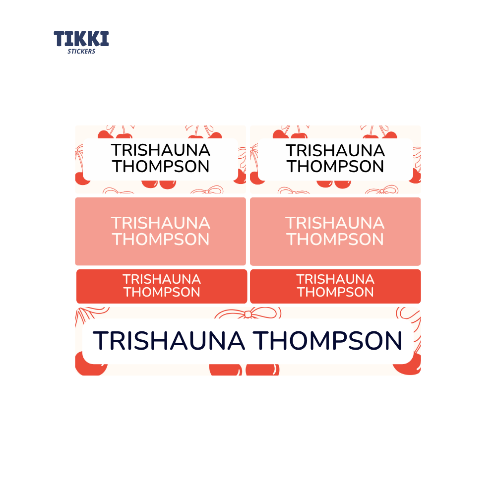 Cherry Pie Pattern Waterproof Custom Name Labels