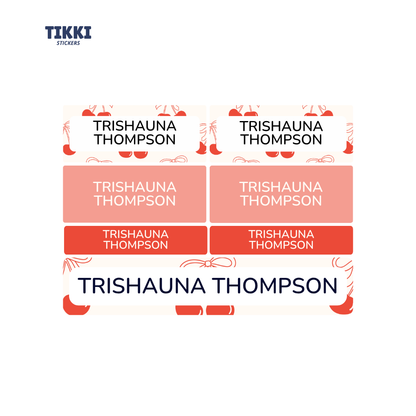 Cherry Pie Pattern Waterproof Custom Name Labels