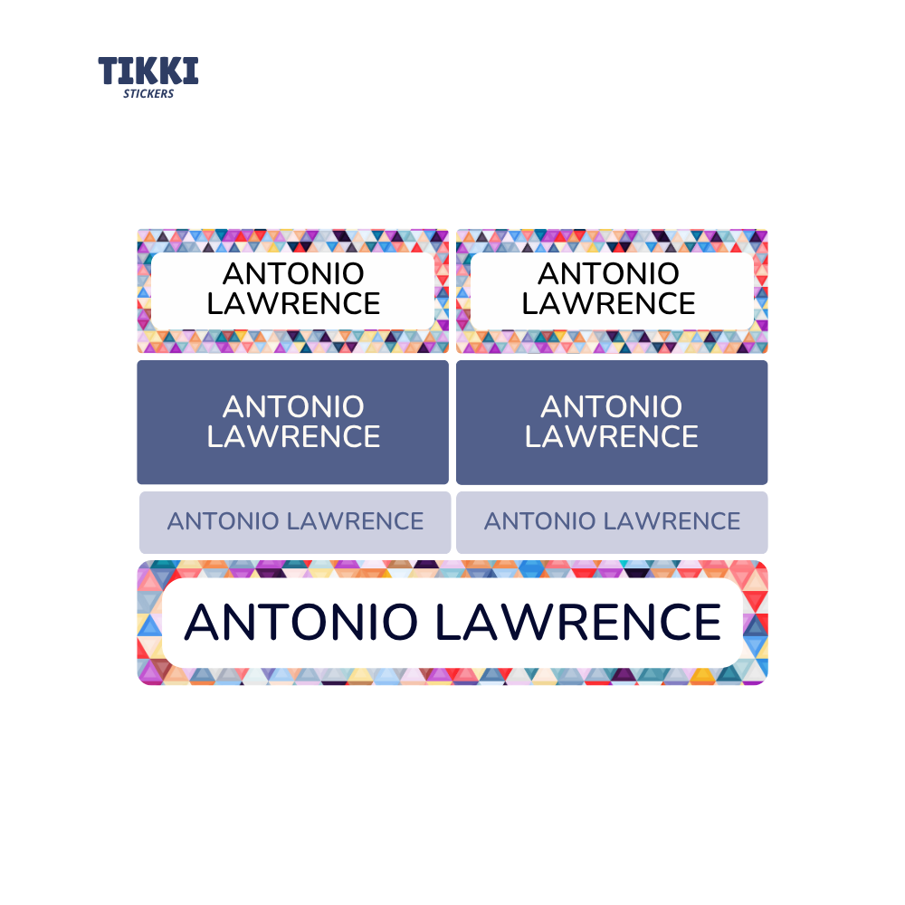 Colourful Geometric Pattern Waterproof Custom Name Labels