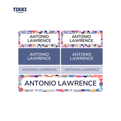 Colourful Geometric Pattern Waterproof Custom Name Labels