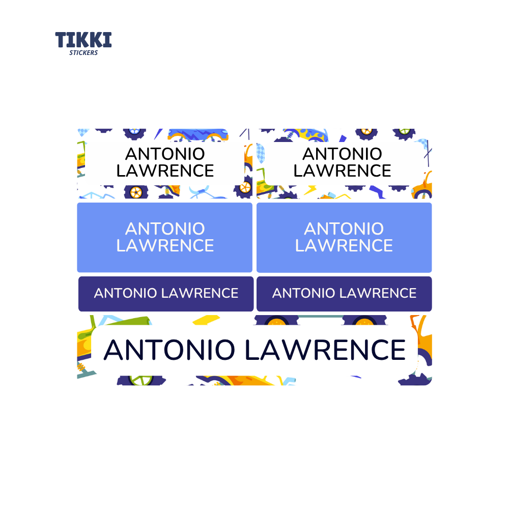 Cute Monster Truck Pattern Waterproof Custom Name Labels