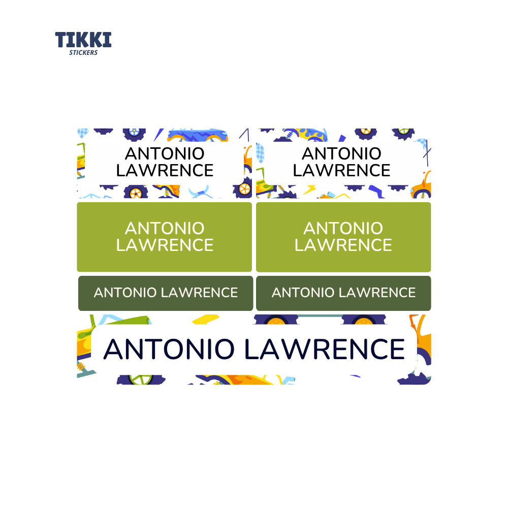 Cute Monster Truck Pattern Waterproof Custom Name Labels