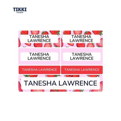 Sweet Strawberries Waterproof Custom Name Labels