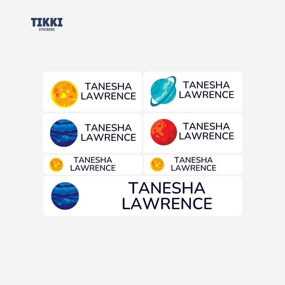 Planets Waterproof Custom Name Labels