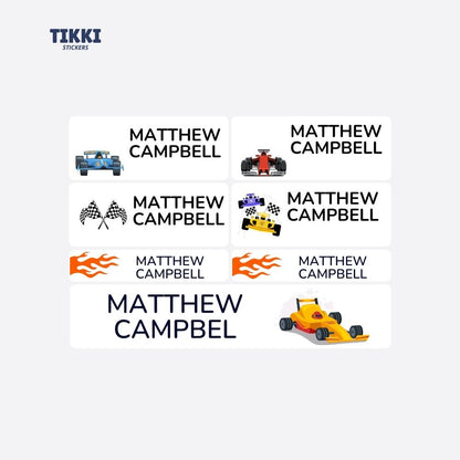 Race Carts Waterproof Custom Name Labels