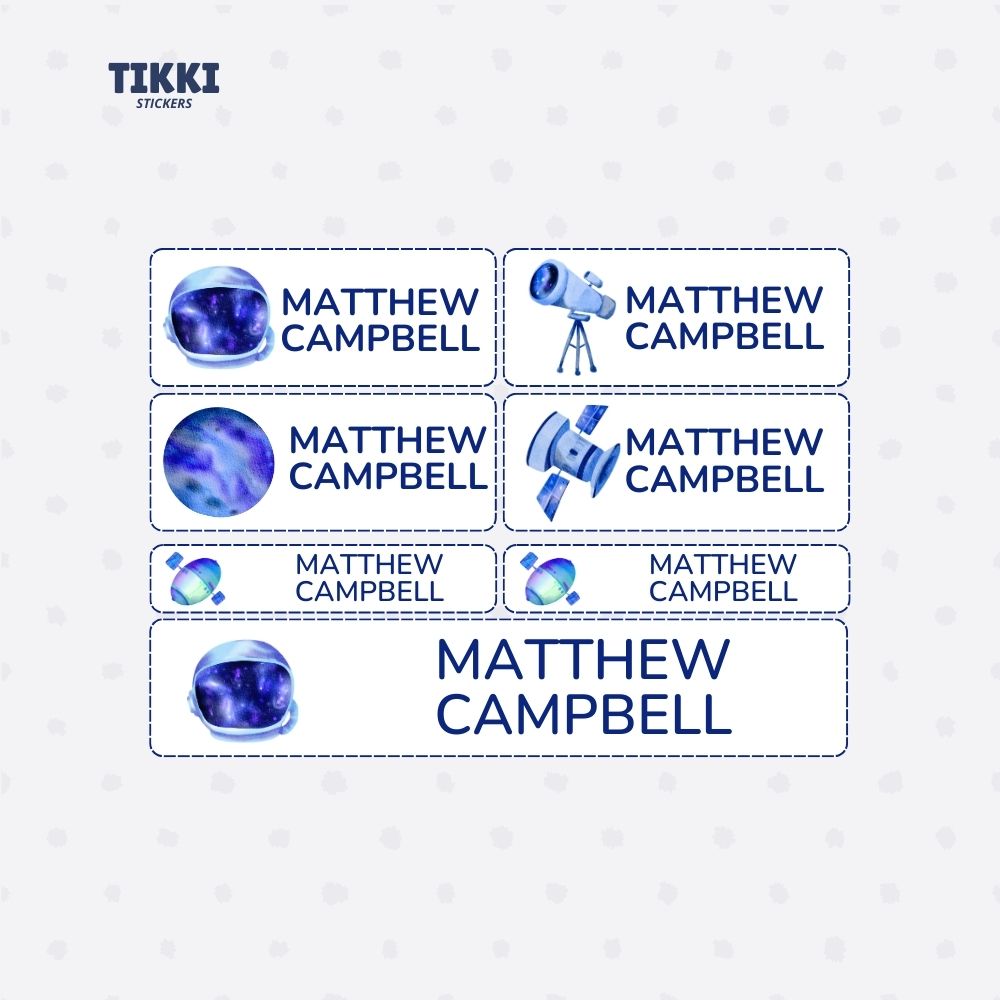 Space Explorer Waterproof Custom Name Labels