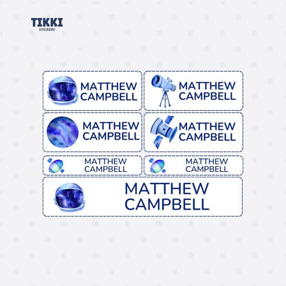 Space Explorer Waterproof Custom Name Labels