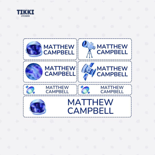 Space Explorer Waterproof Custom Name Labels