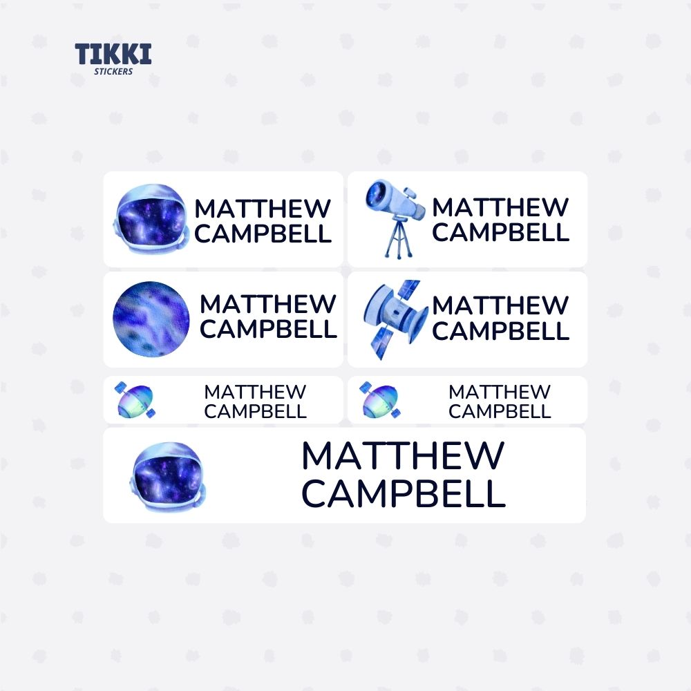 Space Explorer Waterproof Custom Name Labels