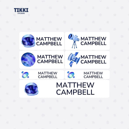Space Explorer Waterproof Custom Name Labels