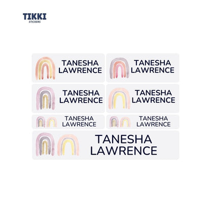 Watercolour Rainbow Waterproof Custom Name Labels
