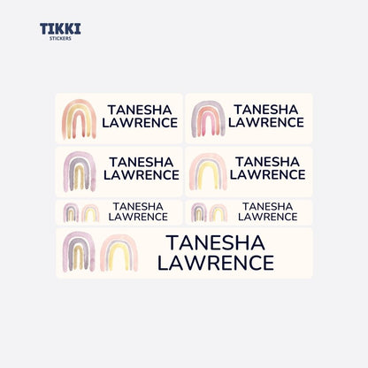 Watercolour Rainbow Waterproof Custom Name Labels