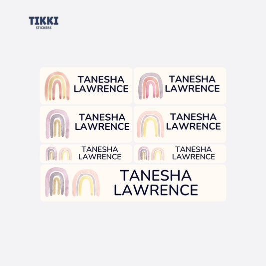 Watercolour Rainbow Waterproof Custom Name Labels